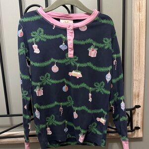 The Beaufort Bonnet Company Navy and Pink Kids Pajama Top